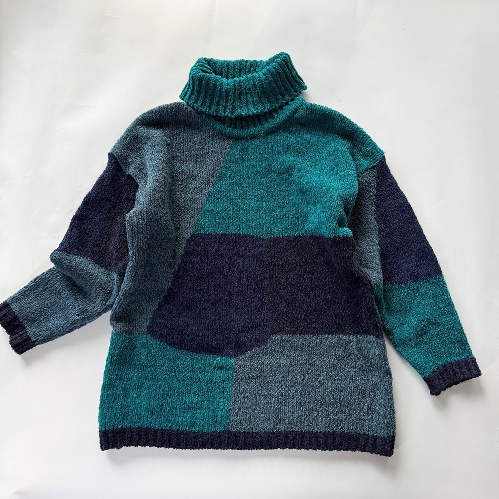 Vintage Gantos Women's Medium Colorblock Turtleneck Sweater